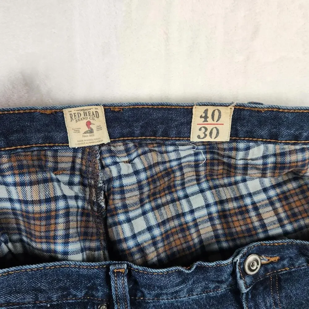 Red Head Brand Flannel Lined Jeans Blue‎ Size 40x30 Cotton